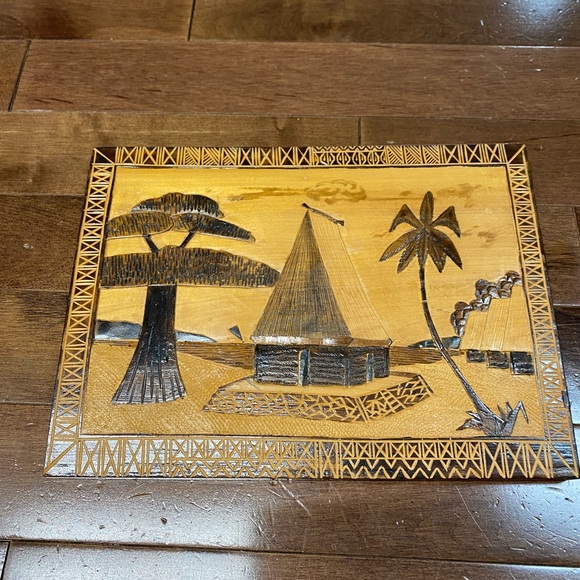 Hand Carved Wooden Wall hanging decor frame x2 - Picture 2 of 10